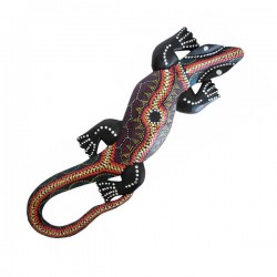 Gecko (30 cm) "Aborigine Style" - Braun/Rot